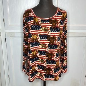 Womens Americana longsleeve Seventh Avenue Size XL patriotic shirt Western 🇺🇸